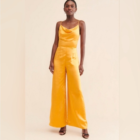 Anthropologie Pants - Anthropologie Elliatt Golden Yellow Satin Jumpsuit- Small
